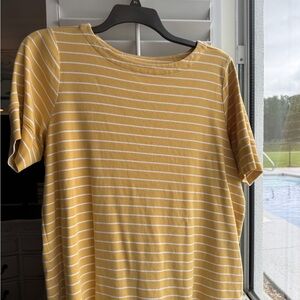 J. Crew Mustard and White Striped Tee